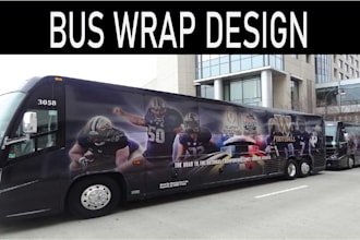 attractive bus wrap design, box truck, vehicle wrap, food truck