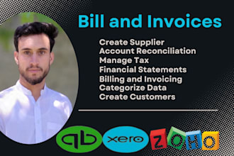 do bills and invoices setting in quickbooks, zero and zoho
