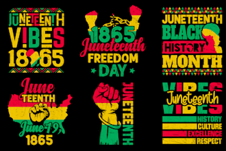create custom african american t shirt or  juneteenth tshirt design