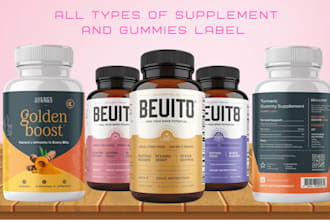 do products label design ,supplements label, gummies label, syrup and packaging