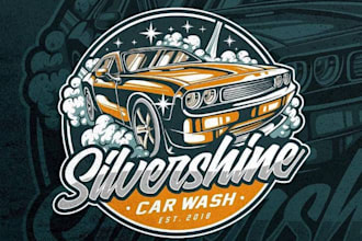 create automotive washing and car wash logo design