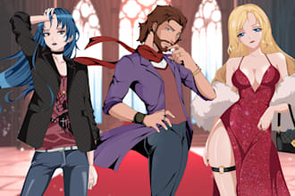 draw anime art character for oc, fanart, vtuber art, pfp