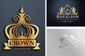 make minimalist and luxury, crown, jewelry logo design