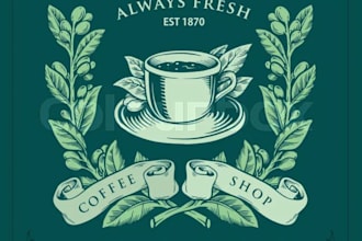 create hipster coffee shop or restaurant logo design for you