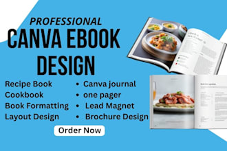 book formatting edit design canva ebook recipe journal lead magnet one pager