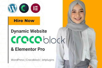 develop dynamic wordpress website using jet engine, crocoblock, elementor