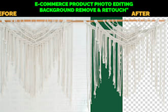 do ecommerce product photo editing, background remove, and retouch