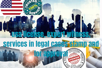 usa license, expert witness, services in legal cases stamp and seal for approval