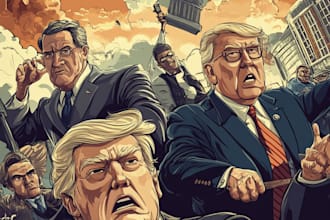 create professional editorial and political cartoon