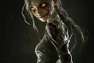 draw fantasy horror art illustration or dark creepy