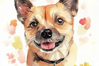 paint dog, cat or any pet portrait using watercolor