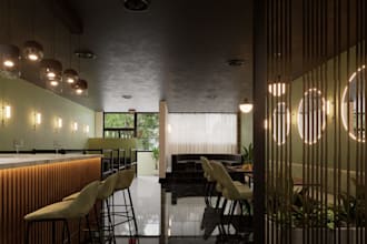 interior design cafe restaurant realistic rendering