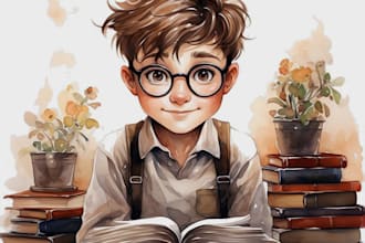 create children story book illustration watercolor