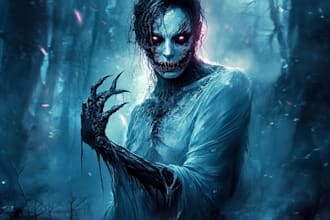 do a unique fantasy horror character art