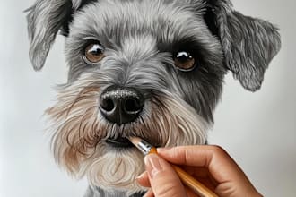 draw a family couple and pets to vector cartoon portrait