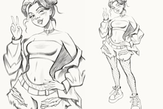 draw concept art, character design or character illustration