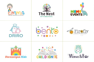 make a modern unique daycare, childcare, babyshop, school and kids logo