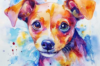 draw a watercolor portrait of your cat dog animal pet