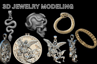 create 3d jewelry model, 3d bracelet, 3d pendant rendering , blender , zbrush