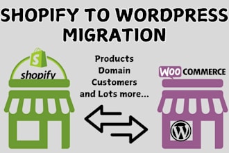 migrate shopify to wordpress, woocommerce wordpress wix magento to shopify