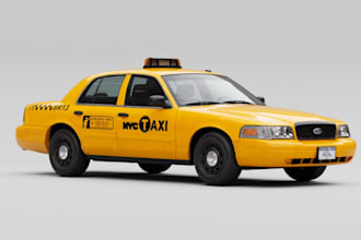 model 3d taxi car,exterior design, rc rendering,for vfx and architectural visual