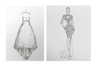draw wedding dress or bridal fashion