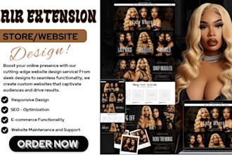 create beauty hair extension store hair extension website for you in 24 hours