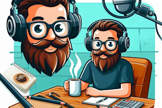 design podcast logo and cover art with cartoon style