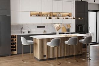 model render 3d kitchen remodel cabinet bath interior design 2d floorplan
