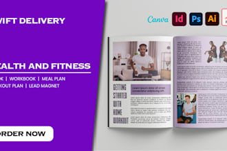 create branded health gym fitness ebook, pdf, lead magnet, workout plan design