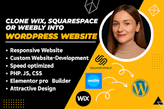 convert, clone wix, weebly, webflow, squarespace to wordpress using elemntor
