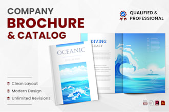 design company brochure, flyer, bifold, trifold, proposal, booklet, catalog