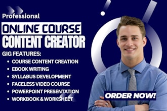 do high ticket online course content, ebook, ppt course creation, kajabi website