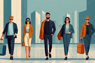 create flat vector minimalist character illustration