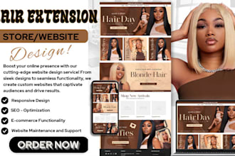 design hair extension website, shopify hair extension beauty store