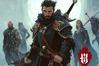 create fantasy character design use d and d, illustration
