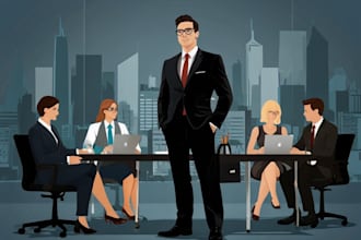 create an vector flat illustration people corporate art