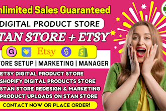 12hours sales stan store digital products, stan store marketing, etsy shop setup