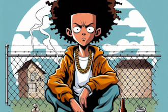 design custom 2d images in the boondocks style
