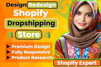 build shopify dropshipping store, shopify store design or shopify website design