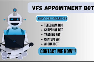 craete vfs appointment bot, booking bot, tls bot, bls booking bot