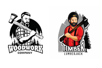 design mascot woodwork sawmill logo
