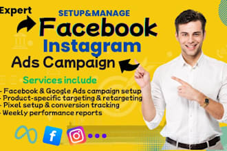setup facebook and instagram ads campaign and pixel tracking