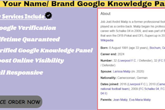 create a verified google knowledgepanel for company, personal or individual