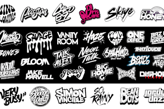 do creative dj custom typography music band rap producer hand drawn logo design