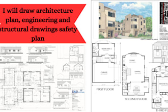 draw architecture plan engineering and  structural drawings safety plan