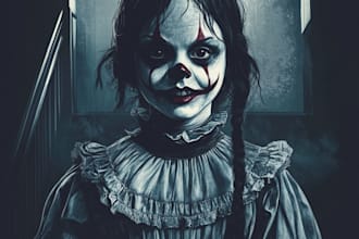 create horror character logo and friendship portrait