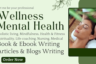 ghost write health, wellness, fitness guide or ebook wellness ebook beta reading