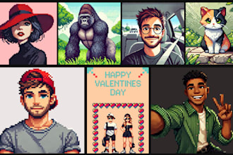 create a retro pixel art by using your photo as a template