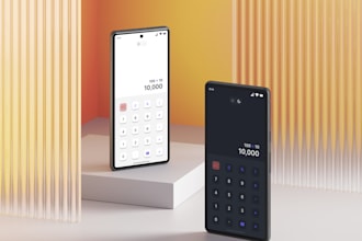 design a calculator app UI UX with a light and dark mode